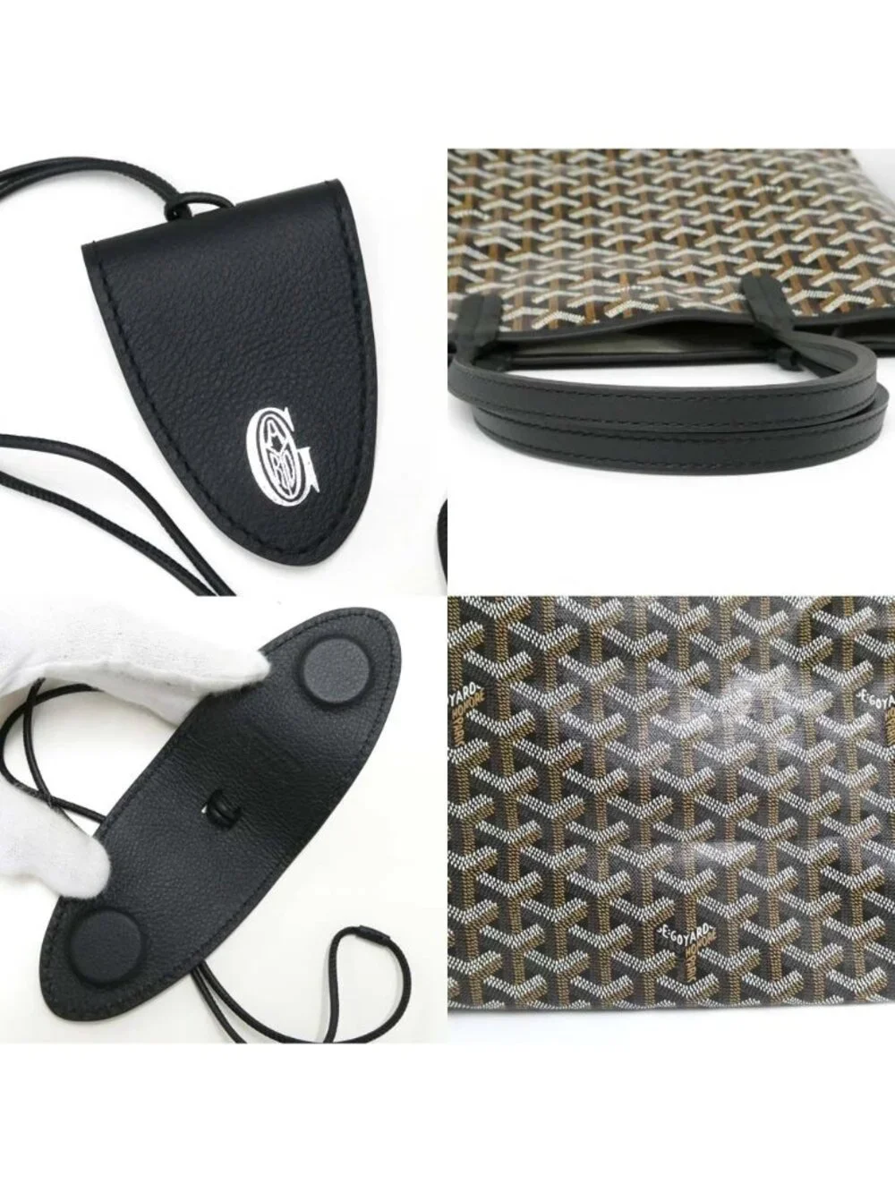 Goyard Saint Louis PM Black Tote Din Canvas Leather with Clip